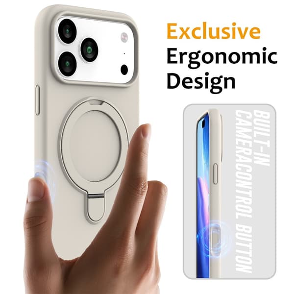 Silikonskal Kickstand MagSafe iPhone 17 Pro Beige
