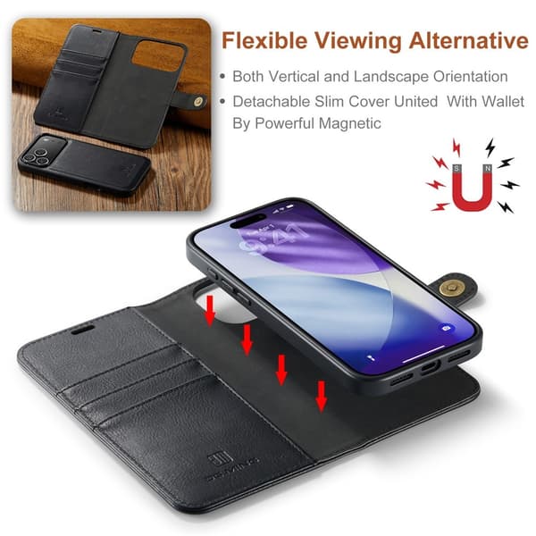 DG.MING 2-in-1 Magnet Wallet iPhone 17 Pro Max Black