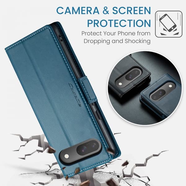 CaseMe Slim Plånboksfodral RFID-skydd Google Pixel 10 Pro Blå