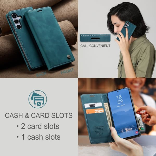 CaseMe Slim Plånboksfodral Samsung Galaxy S25 FE Blå