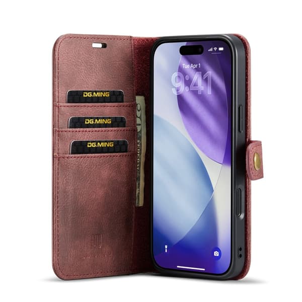 DG.MING 2-in-1 Magnet Wallet iPhone 17 Pro Red