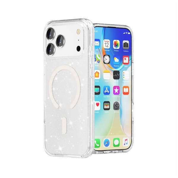 Glitter MagSafe Skal iPhone 17 Pro Max Transparent