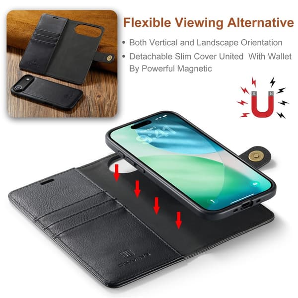 DG.MING 2-in-1 Magnet Wallet iPhone Air Black