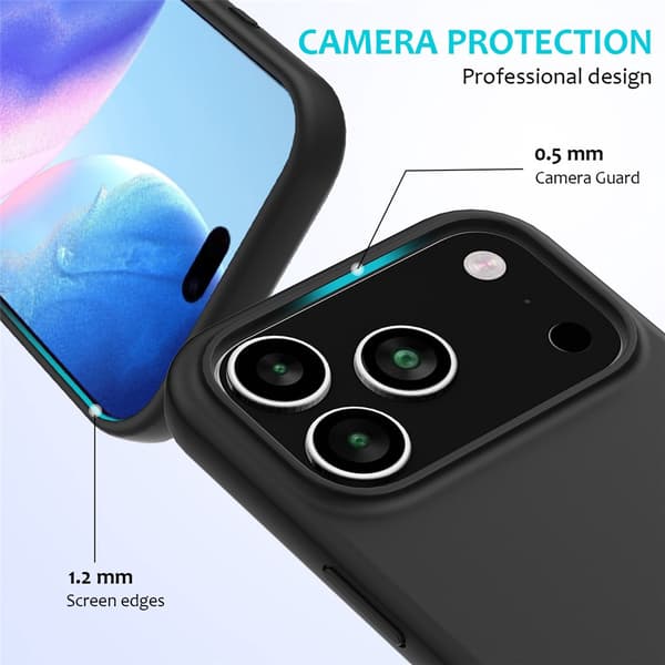 Silikonskal till iPhone 18 Pro Max stöttåligt Svart