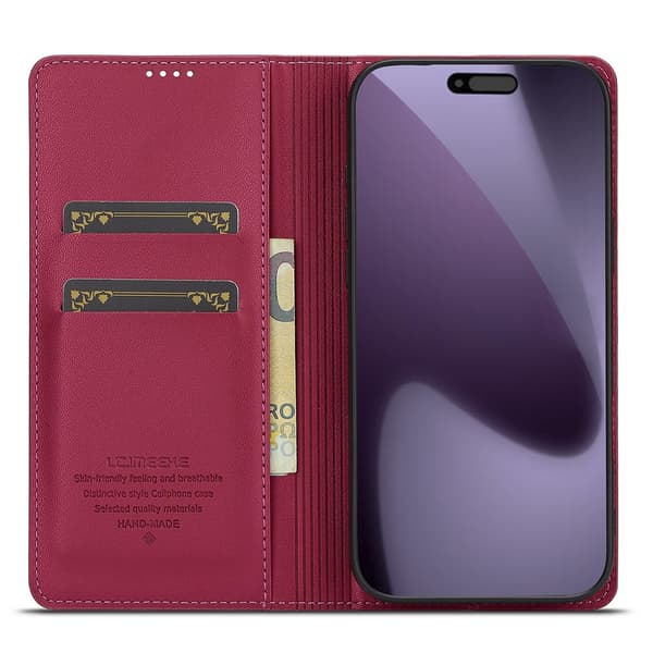 LC.IMEEKE Plånboksfodral till iPhone 18 Pro Max med kortfack och ställ Röd