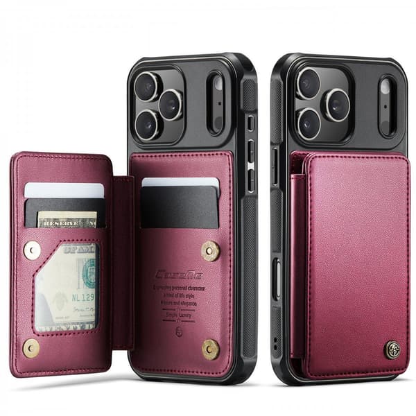 CaseMe Plånboksfodral till iPhone 18 Pro Max med RFID-skydd och 5 kortfack Röd