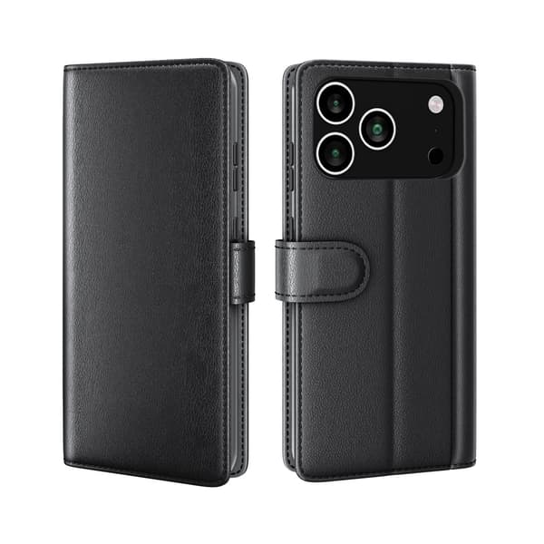 Äkta Läderfodral iPhone 17 Pro Svart