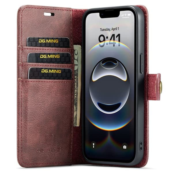 DG.MING 2-in-1 Magnet Wallet iPhone 16e Red