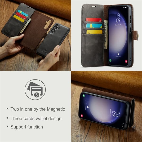 DG.MING 2-in-1 Magnet Wallet Samsung Galaxy S26 Plus Brown