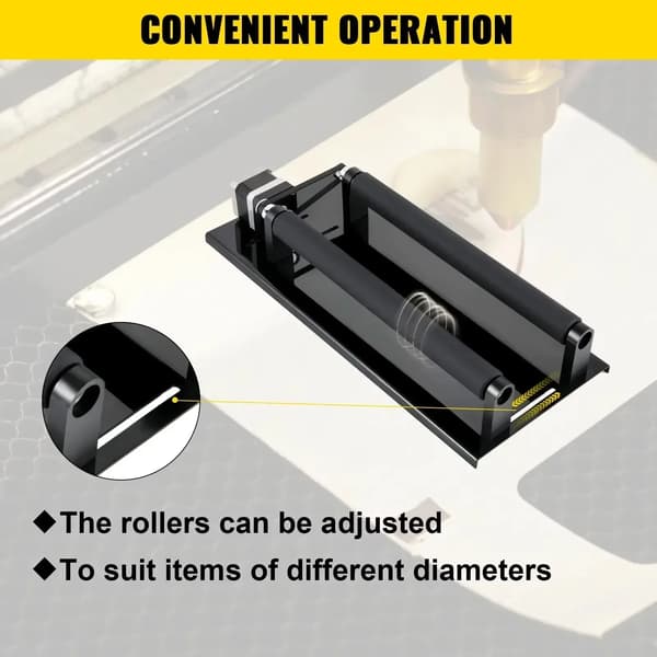 Lasergraver Rotationsakse Vedhæftning, 360° Gravering, Præcisionsmotor,Sort