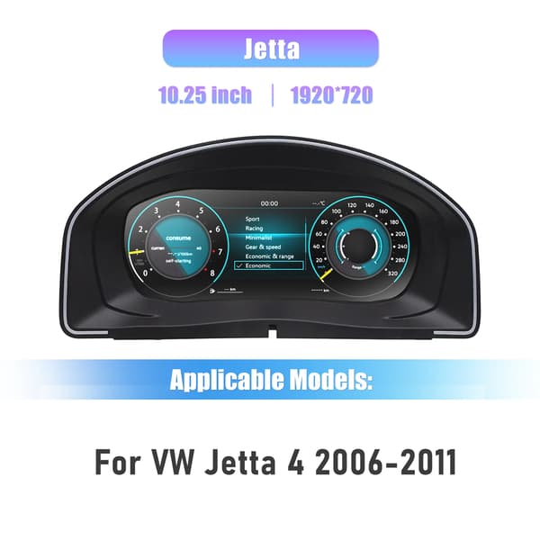 Digital Dashboard Cluster, 12,3 tommer skærm, tilpasselige visningstilstande,Jetta 4