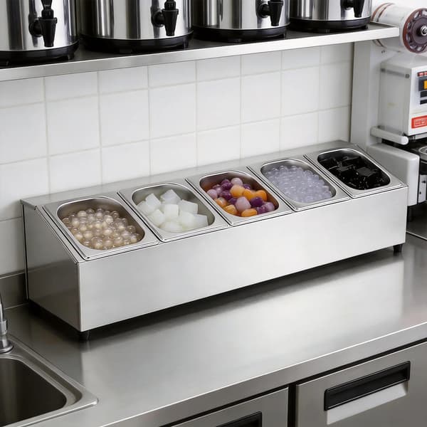 Kryddorganisatör, 5 fack design, hållbart rostfritt stål, silver