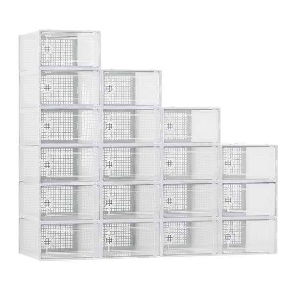 Skoboxar, stapelbar design, transparent synlighet,Vit