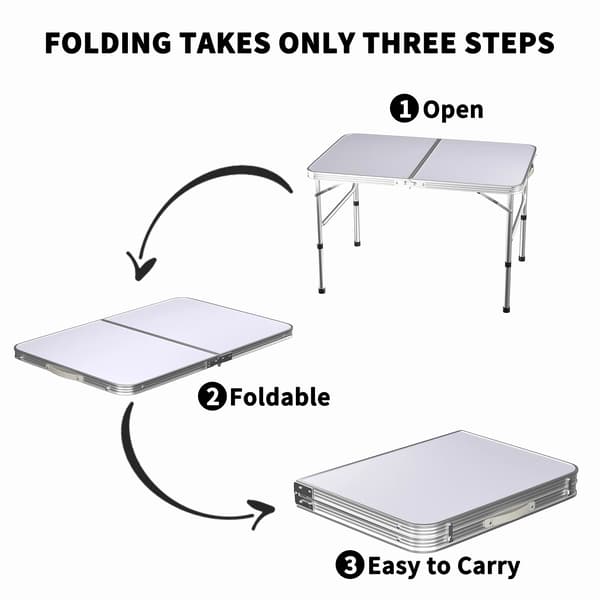 Campingbord, Lättvikt, Fällbar Design,VIT
