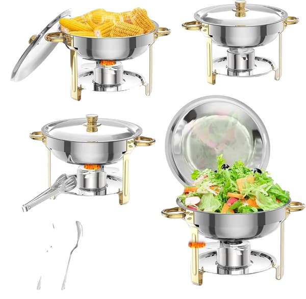 Chafing Dish Set, Rostfritt Stål, 5-Quart Kapacitet,4st