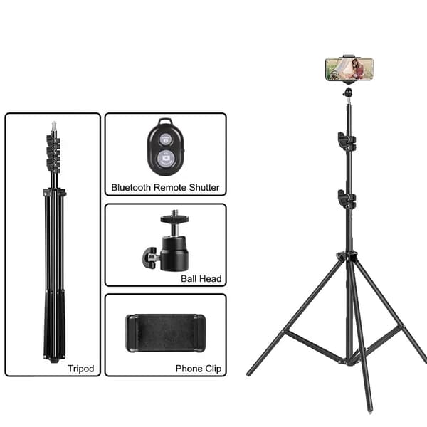 Selfiestativ, Justerbar Höjd, Universell Kompatibilitet,200cm
