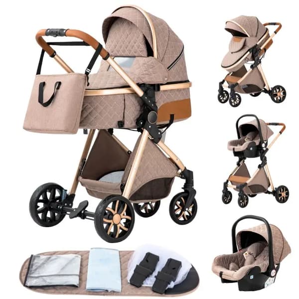 Babyfordon, 3 i 1 Bärbart System, Fällbar Design,V9 låg version Khaki