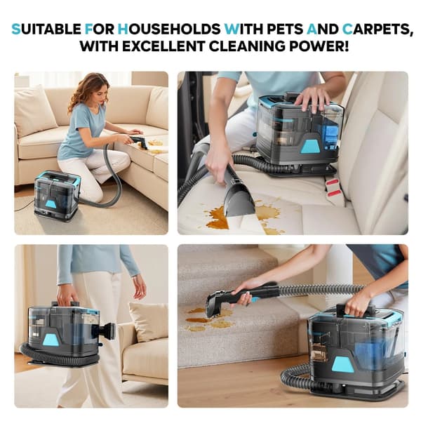 Spot Tæpperenser, Kraftig Sug, Dobbelt Vandtank,C8 Sort