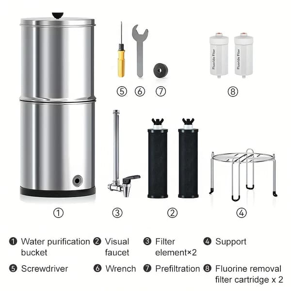 Vattenfilter system, 2,25 gallons kapacitet, rostbeständig rostfritt stål,Silver