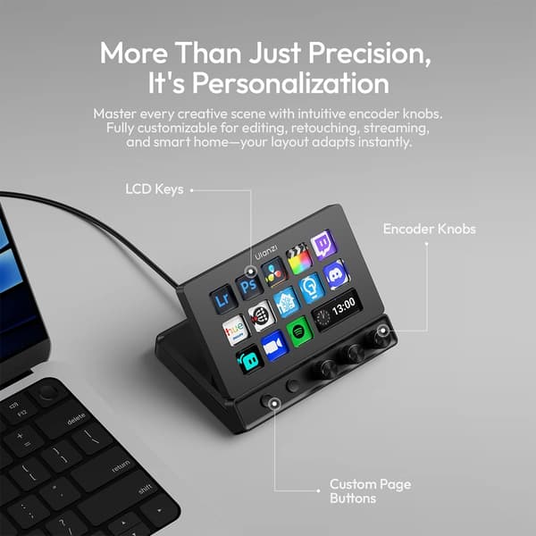 Stream Controller, 14 Tilpasselige Taster, 8-i-1 USB-C Hub,D200X