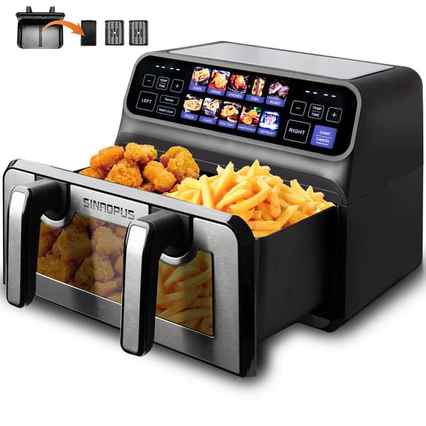 Luftfritös, Dubbelkorg, LED Touchpanel,802T-2-i-1 soptunna