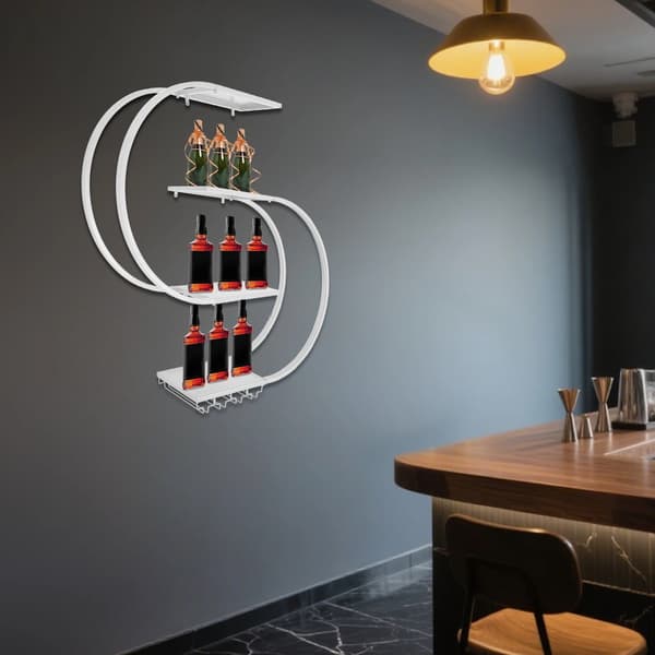 Vinhylla, Väggmonterad, 4-Tier Förvaring,Vit