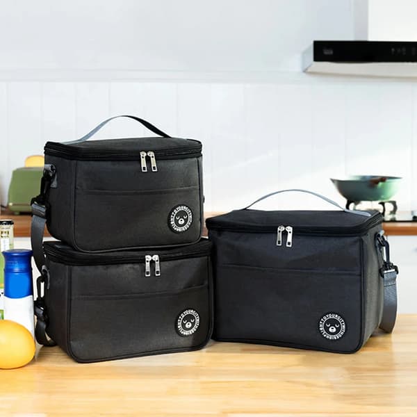 Lunchväska, Stor Kapacitet, Termisk Isolering,3PCS, svart