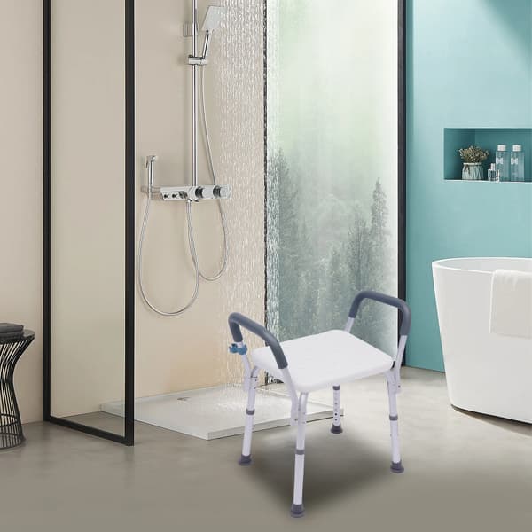 Duschstol, Justerbar Höjd, Lätt Design,Vit