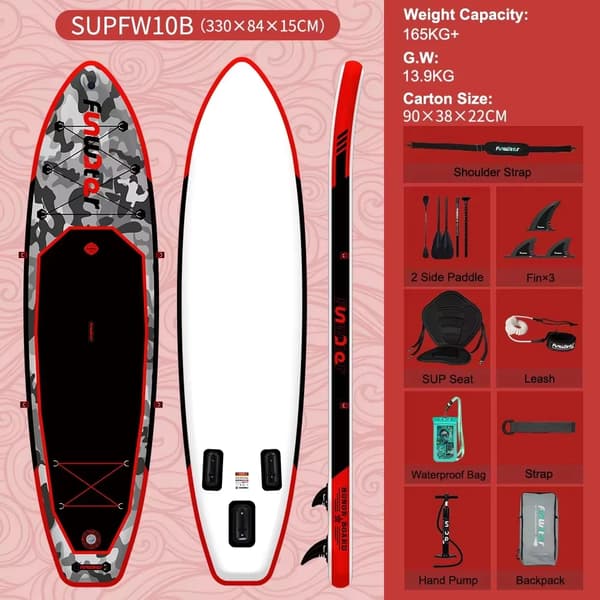 Oppustelig Paddleboard, Bærbart Design, Høj Vægtkapacitet,330*84*15cm