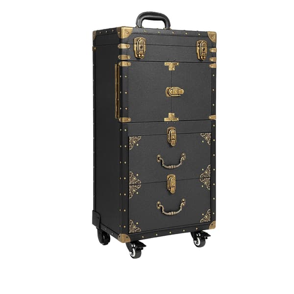 Makeup Train Case, Låseligt Design, Holdbart Materiale,sort