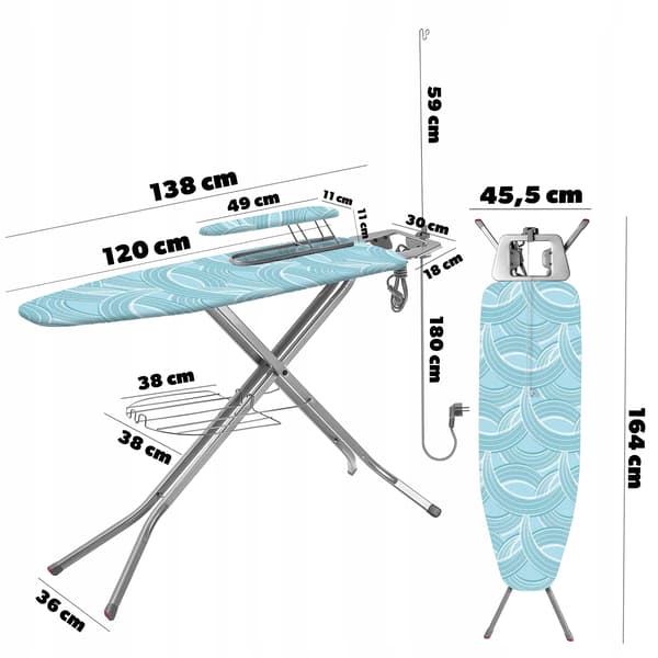 Strykbord, Justerbar Höjd, Kompakt Design,Blå