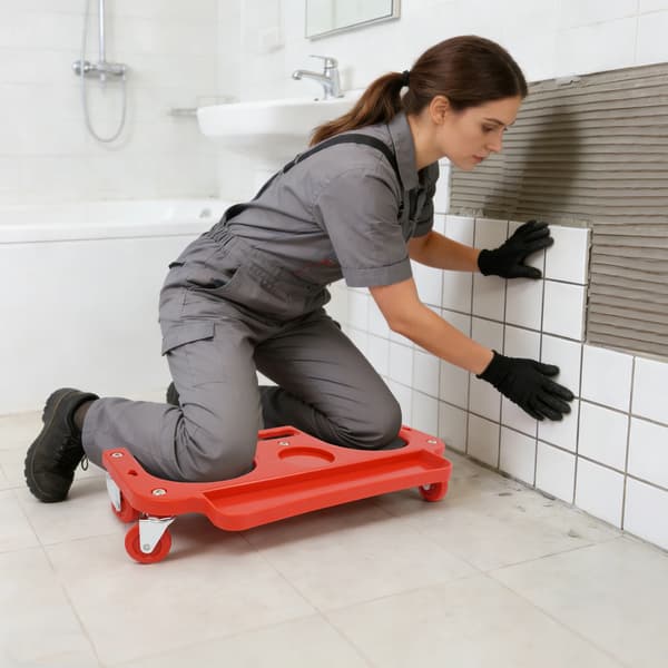 Rullande knäskydd, ergonomiskt stöd, flexibel rörlighet,Röd