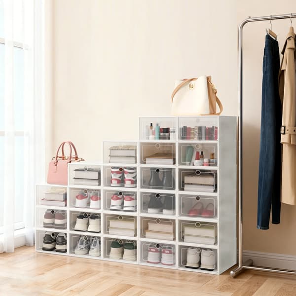 Skoopbevaringskasser, Stapelbare, Gennemsigtig Design,24Pcs