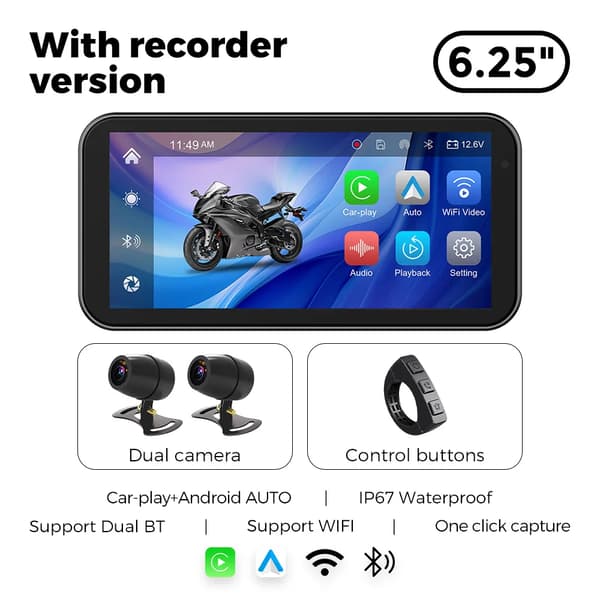 GPS-navigation multimediesystem, vandtæt, Bluetooth-forbindelse,MTF3 CAM