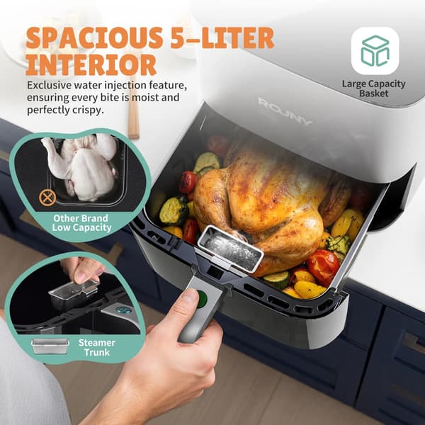 Luftfritös, 5L kapacitet, intelligent temperaturkontroll,220V, Silver