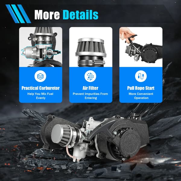 Motor Kit, Luftkøling, Trækstart,Sølv