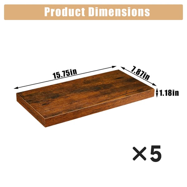 Væghylder, Rustik Design, Pladsbesparende Opbevaring,40x20x3 5PCS