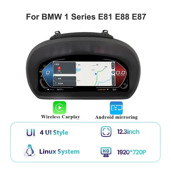 Digital Dashboard Cluster, 11 tommer LCD-skærm, Trådløs forbindelse,Understøt CarPlay