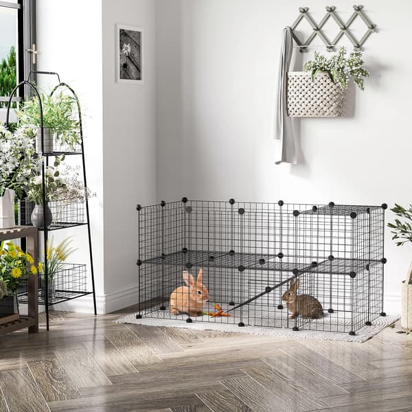 Litet Djur Lekstuga, Modulär Design, Anpassningsbar Layout,svart