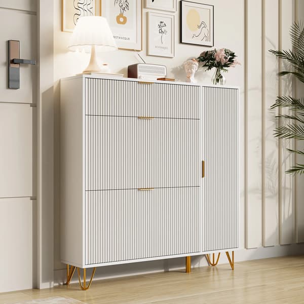 Sko Skab, Stor Kapacitet, Slank Pladsbesparende Design,Hvid