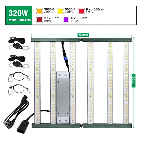 LED Vækstlys, Fuldspektrum, Dæmpbar,320W