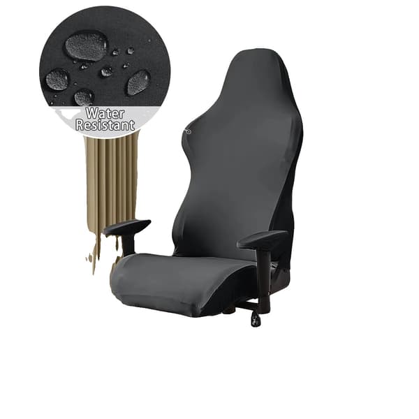 Spelstolöverdrag, Stretchbart Set, Armstöd och Ryggöverdrag,grå