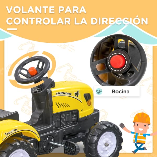 Cykeltraktor, slitstarkt PU-material, säker för barn, Gul