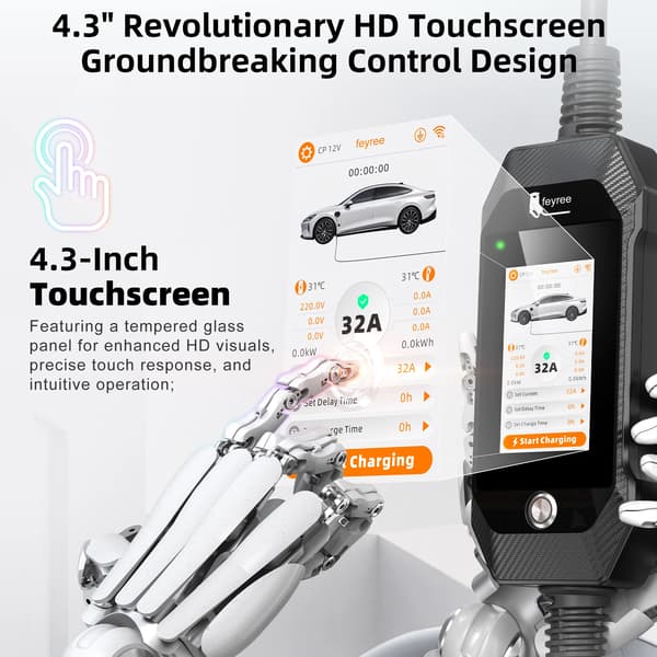 EL-lader, Smart APP Kontrol, Bærbart Design,Ren Hvid