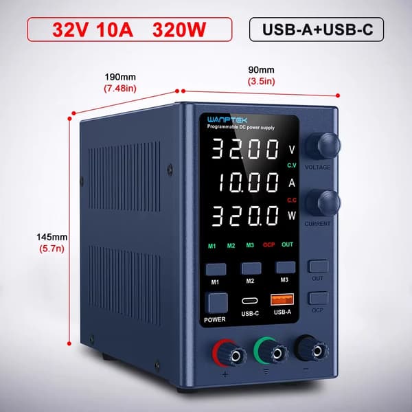 DC-strömförsörjning, programmerbar kontroll, precisionsdisplay,220V EU Kontakt, EPS 32V 10A 320W