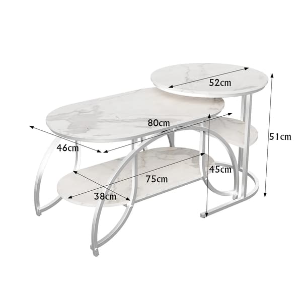 Kaffebord, Nesting Design, Minimalistisk Stil,hvid+sølv