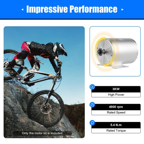 Borstrlös Motor Kit, 3KW Effekt, Hastighetskontrollfunktion,Silverfärgad