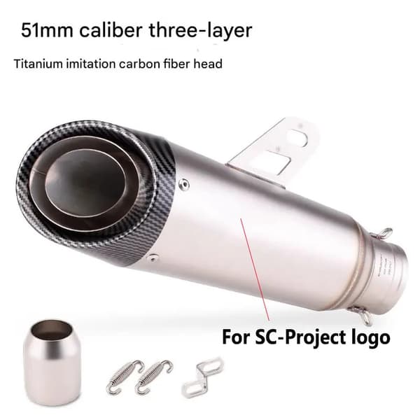 Udstødningsdæmperrør, Universel Pasform, Holdbart Rustfrit Stål,3 Lag-51mm, Lyddæmper-a