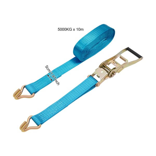 Lastebindingstropper, Polyester Materiale, 5 cm Bredde, 10 Stykker, Belastningskapacitet 2500 kg, Blå Farve