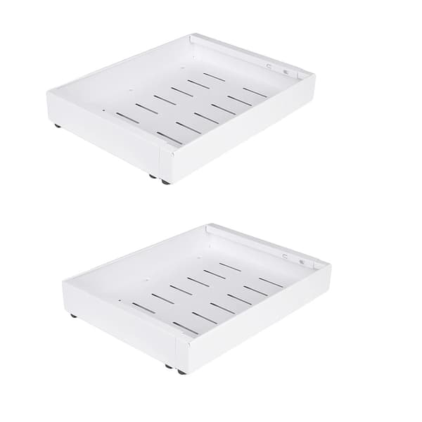 Förvaringslåda Organisatör, Utvidgningsbar Design, Tyst Glidmekanism,vit 2PCS